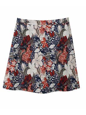 Margaret M Deandra Floral Paisley A Line Skirt Navy Orange White NWT L